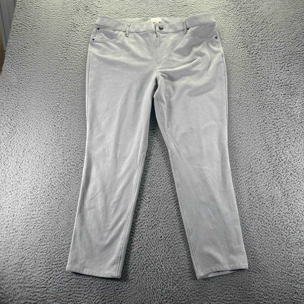 Chico's Pant Womens 3P Gray Polyester Chino Straight Leg Classic Preppy Business